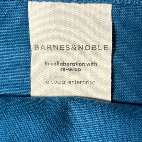 Barnes & Noble Canvas Tote Bag Teal Blue In collab with re-wrap - Picture 6 of 7